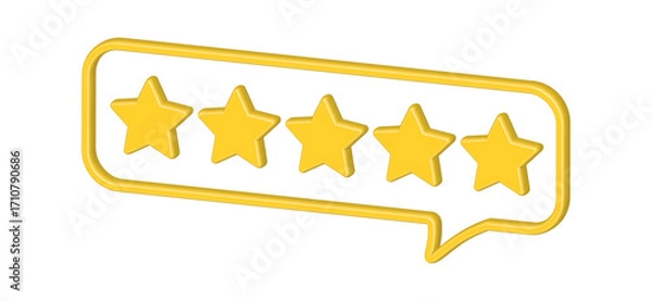 Fototapeta 3d Bubble rating five gold stars for best excellent services rating for satisfaction. Quality customer rating feedback concept from client employee, product review, 5 golden stars vector EPS 10