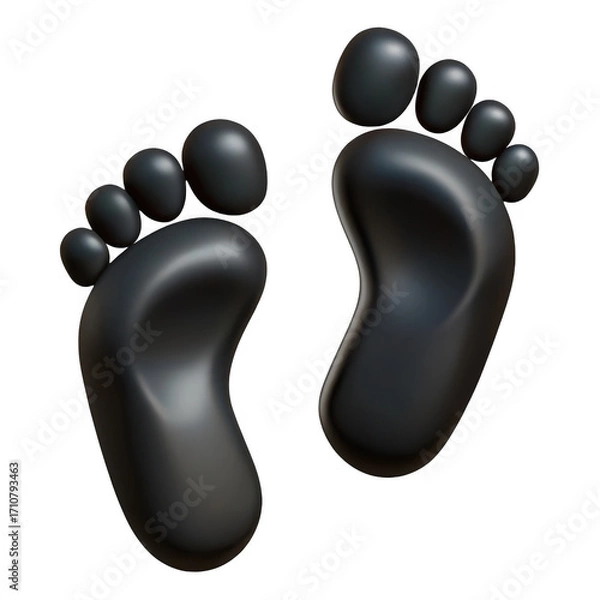 Fototapeta Dark human footprints side by side isolated on transparent background