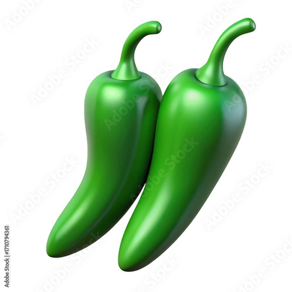 Obraz Two vibrant green jalapeno peppers fresh and spicy isolated on transparent background