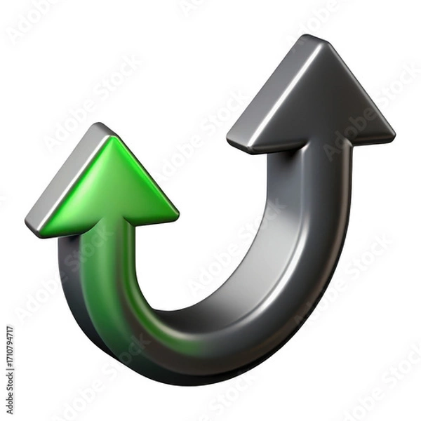 Obraz U turn arrow symbol progress growth change direction symbol isolated on transparent background