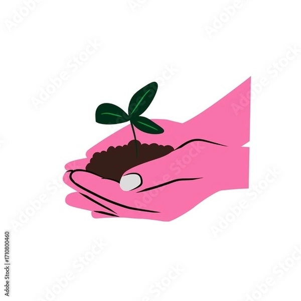 Fototapeta Save Environment Hands Protecting Sprout Vector