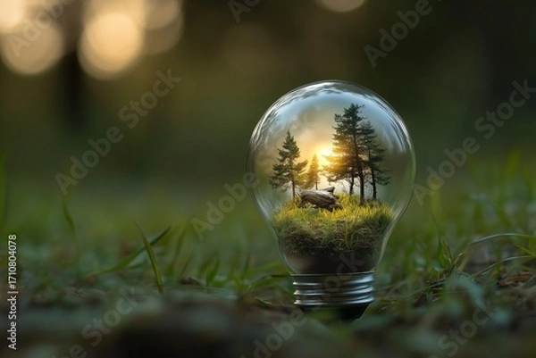 Fototapeta Forest in a Light Bulb