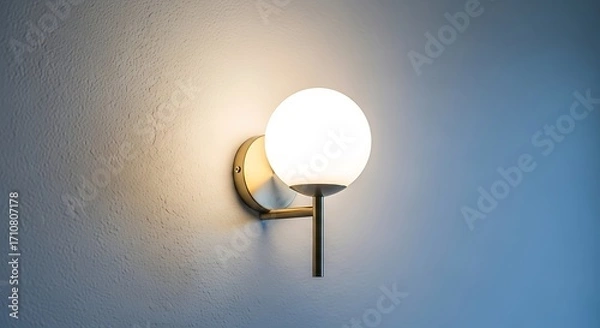 Fototapeta Modern oval sconce light fixture illuminating a textured wall