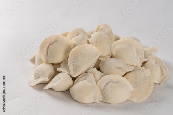 Obraz Frozen dumplings semi-finished product piled up