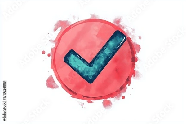 Fototapeta Check mark icon in flat style. Ok, accept vector illustration on white isolated background. Tick business concept.