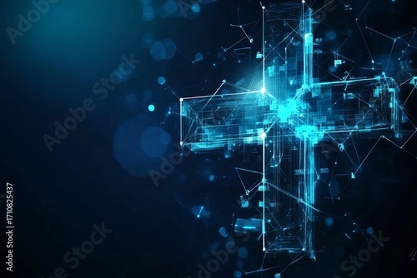 Fototapeta Abstract geometric medical cross shape medicine and science concept background
