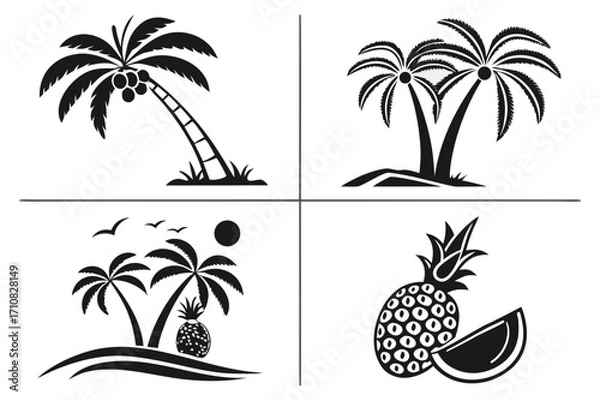 Fototapeta vector illustration of palm trees