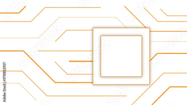 Fototapeta Abstract futuristic circuit-inspired background featuring glowing orange linear connections. Electronic pathways or a digital network, high-tech, modern, and innovative minimalist style.
