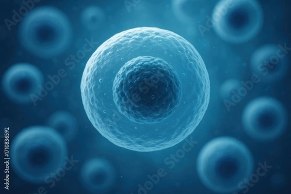 Fototapeta Cellular Structure: A close-up captures a collection of vibrant, luminescent cells against a subtly blurred background, symbolizing the intricate beauty and complexity of life at a microscopic level.