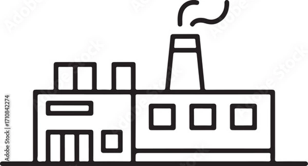 Fototapeta Simple line art icon of a factory building