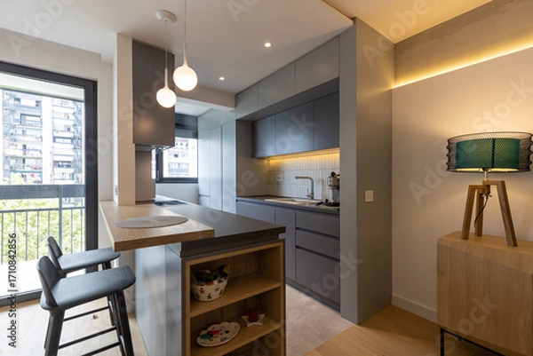 Obraz Spacious modern kitchen combined with dining area