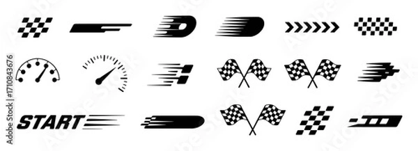 Obraz Collection of Racing and Speed-Related Icons and Graphics