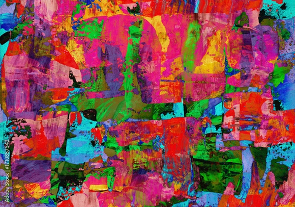 Fototapeta Vibrant multicolor abstract creative background with dynamic brushstrokes and color explosion, layering and color glow