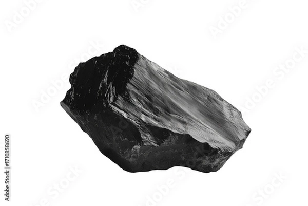 Fototapeta Piece of natural coal isolated on a transparent or white background, perfect for energy, mining, geology, fuel industry, environment, and raw material projects.