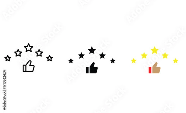 Fototapeta Five star rating  icons. Customer review, feedback and satisfaction symbol vector.