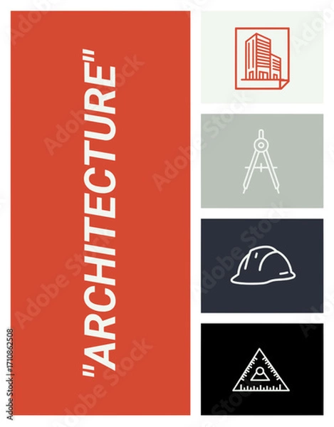 Fototapeta Architectural Design Elements and Tools - A Collection of Icons