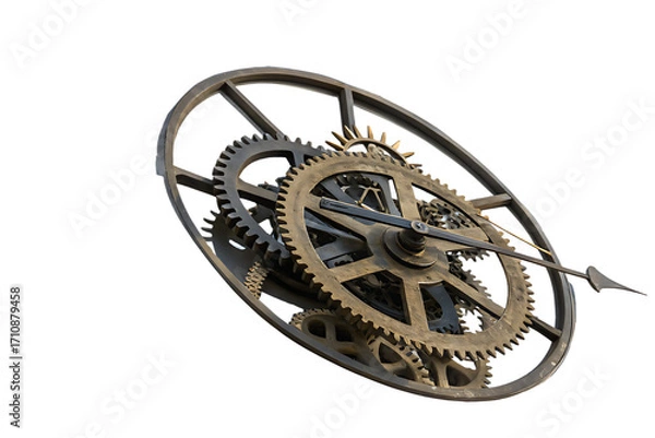 Fototapeta A clock with roman numerals and gears On Transparent Background