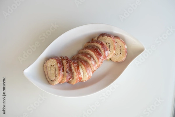 Obraz homemade recipe for salami canapé rolls
