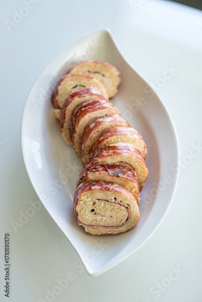 Obraz homemade recipe for salami canapé rolls