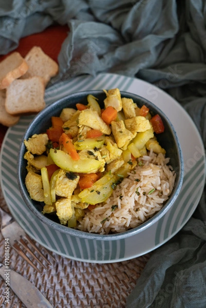 Obraz homemade recipe for basmati rice with vegetables