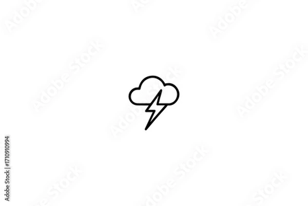 Obraz Lightning Storm Cloud Line Icon