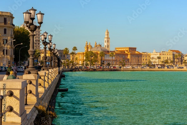 Obraz Panoramic view of Bari seafront in the background Basilica San Nicola. Apulia.
