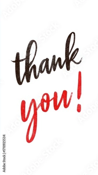 Fototapeta The text Thank You, simple style on white background