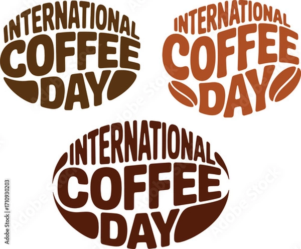 Fototapeta Coffee text design collection with bold lettering and decorative elements for celebration posters cafe logos
