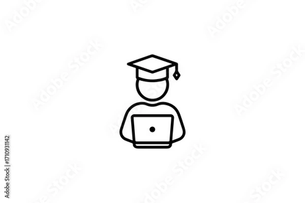 Obraz Virtual Learning Student Line Icon