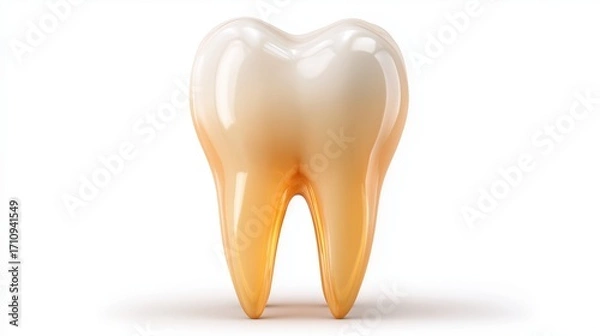 Fototapeta Shiny white tooth on white background