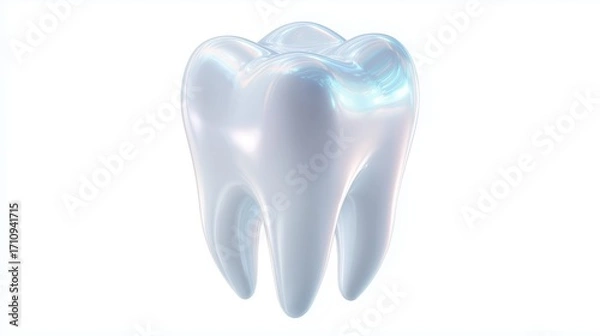Fototapeta Shiny white tooth on white background