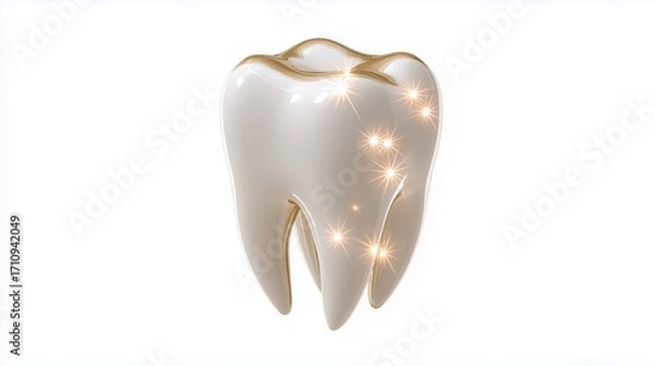 Fototapeta Shiny white tooth on white background