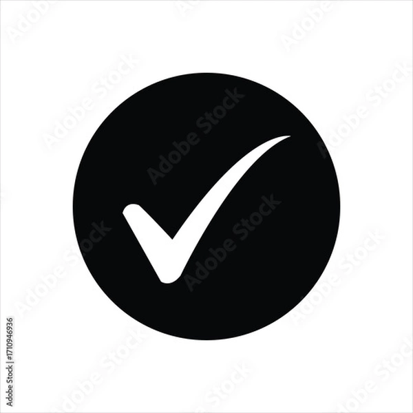 Fototapeta Simple check mark icon for approval and completion tasks