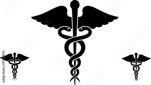 Obraz Caduceus symbol silhouette