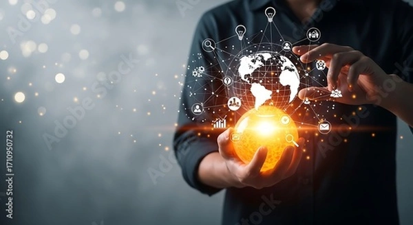 Obraz Global Digital Innovation Connecting World Business Technology and Future Opportunities