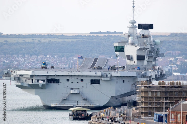 Fototapeta Aircraft Carrier in Port