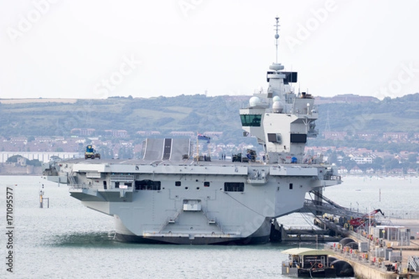 Fototapeta Aircraft Carrier in Port