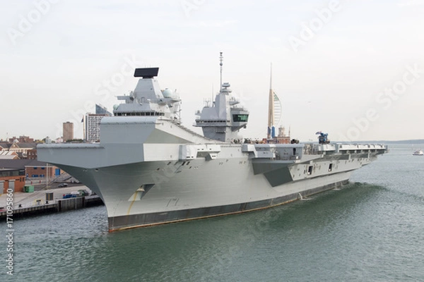 Fototapeta Aircraft Carrier in Port