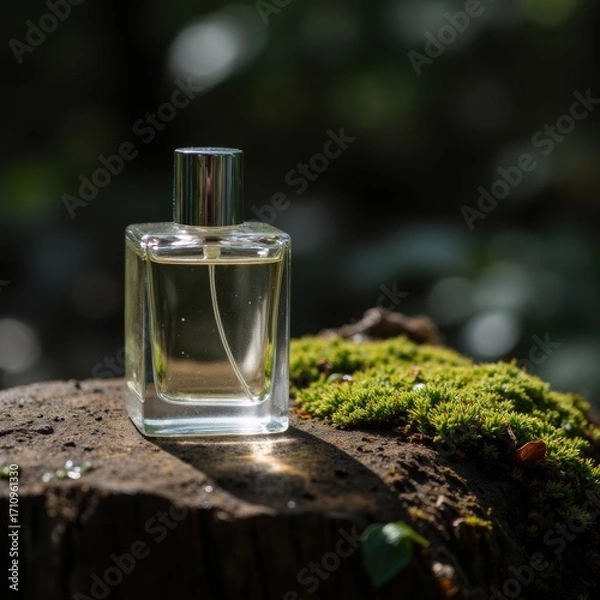 Fototapeta Perfume Bottle with Moss and a Water Droplet