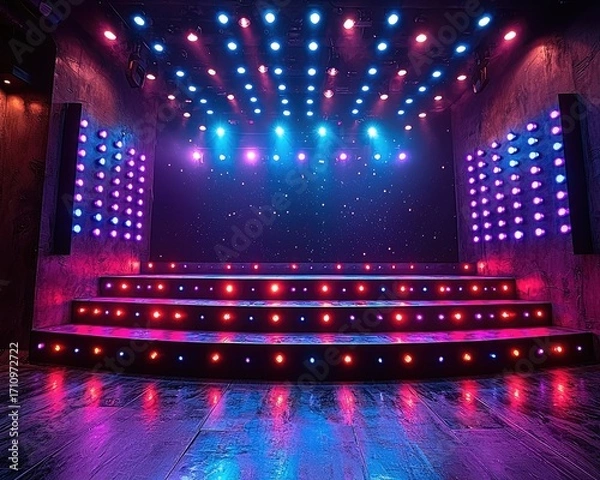 Obraz Vibrant stage with colorful LED lights