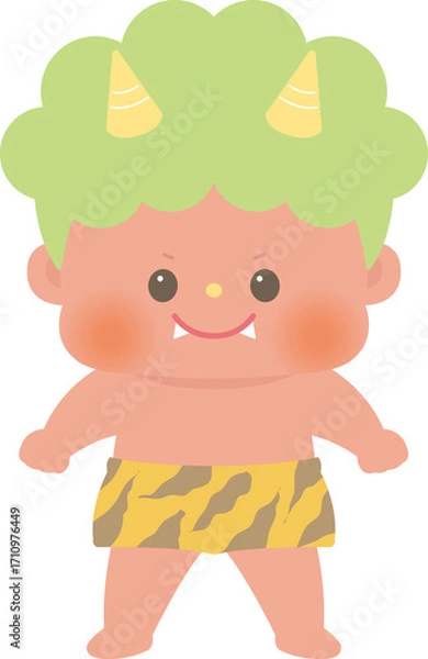 Obraz 節分_笑って立つ かわいい赤鬼  イラスト