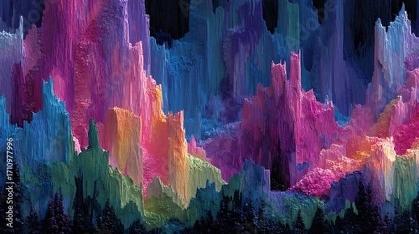 Fototapeta Neon glitch waves create futuristic abstract vibes high resolution background