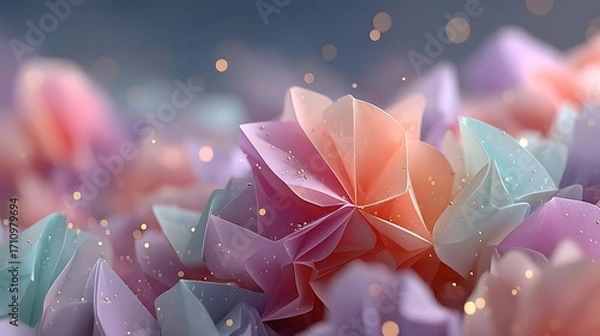 Fototapeta Pastel geometric abstract flower design glowing softly high resolution image