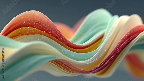 Fototapeta Pastel fluid ribbon artwork with soft glowing light high resolution background