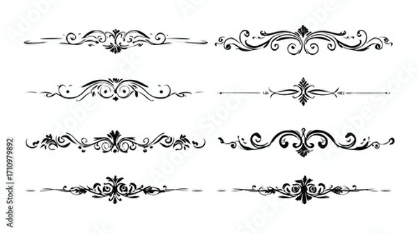 Obraz Elegant Black Chapter Dividers Set with Swirls for Professional Projects