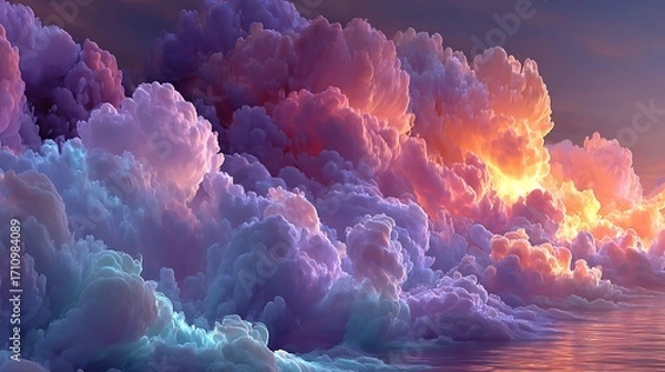 Fototapeta Soft pastel cloud formations abstract dreamy colorful flow high resolution wallpaper