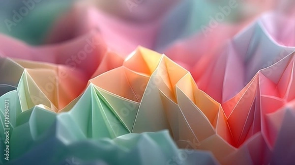 Fototapeta Soft pastel low poly polygon abstract crystal artwork high resolution background