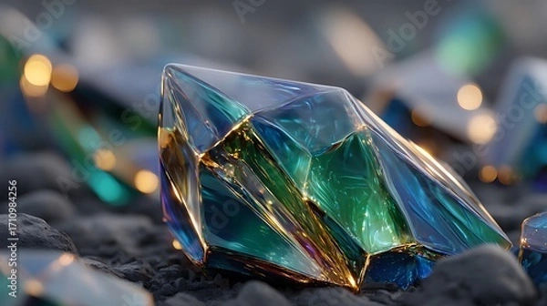 Fototapeta Sparkling crystal formations glowing with luminous reflections high resolution picture