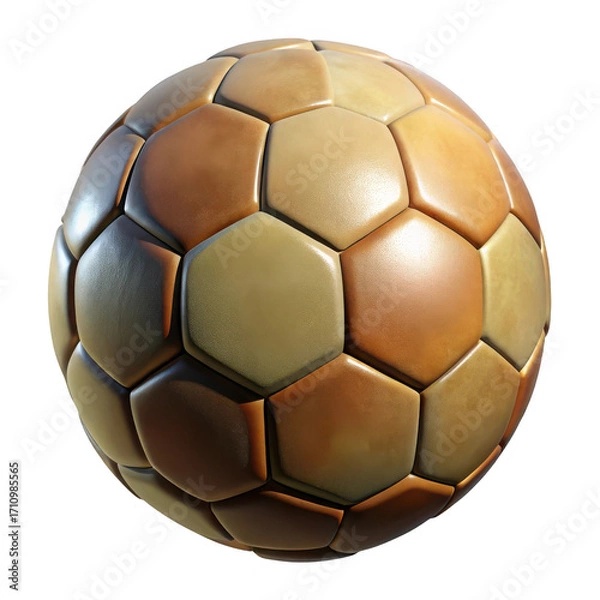 Obraz 3d vintage leather soccer ball texture abstract geometric panels detailed sport icon title should be unique, creative and subject oriented