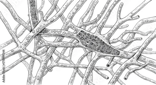 Fototapeta Intricate Vascular Network: A meticulously detailed illustration of a complex vascular network, showcasing the delicate intricacies of the human circulatory system.